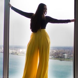 High Waisted Marigold Pleated Pants